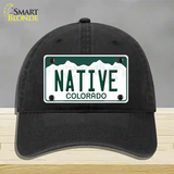 Native Colorado Novelty License Plate Hat Unconstructed Cotton / Black