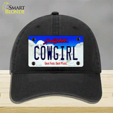 Cowgirl South Dakota Novelty License Plate Hat Unconstructed Cotton / Black