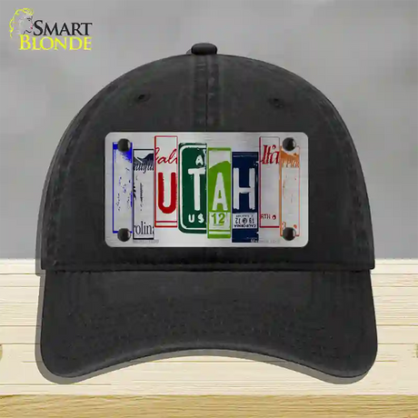 Utah License Plate Art Novelty License Plate Hat Unconstructed Cotton / Black
