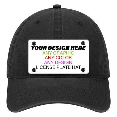 Personalized Design Your Own Custom Novelty Aluminum License Plate Hat | 4" x 2.2" Mounted Hats Unconstructed Cotton Black