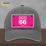 US Route 66 Pink Novelty License Plate Hat Unconstructed Cotton / Charcoal