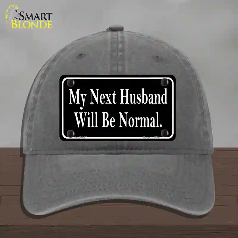 My Next Husband Novelty License Plate Hat Unconstructed Cotton / Charcoal