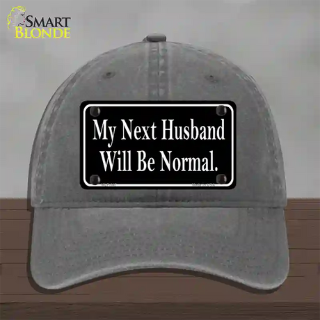 My Next Husband Novelty License Plate Hat Unconstructed Cotton / Charcoal