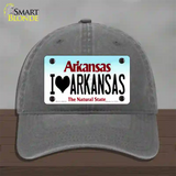 I Love Arkansas Novelty License Plate Hat Unconstructed Cotton / Charcoal