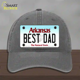 Best Dad Arkansas Novelty License Plate Hat Unconstructed Cotton / Charcoal