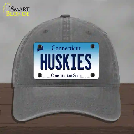 Huskies Connecticut Novelty License Plate Hat Unconstructed Cotton / Charcoal