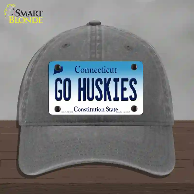 Go Huskies Connecticut Novelty License Plate Hat Unconstructed Cotton / Charcoal