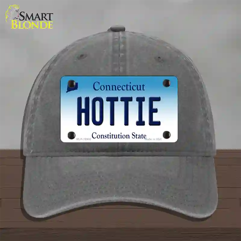 Hottie Connecticut Novelty License Plate Hat Unconstructed Cotton / Charcoal