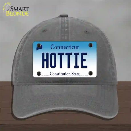 Hottie Connecticut Novelty License Plate Hat Unconstructed Cotton / Charcoal