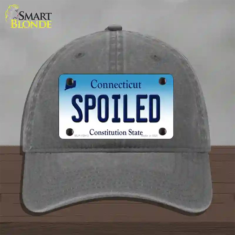 Spoiled Connecticut Novelty License Plate Hat Unconstructed Cotton / Charcoal