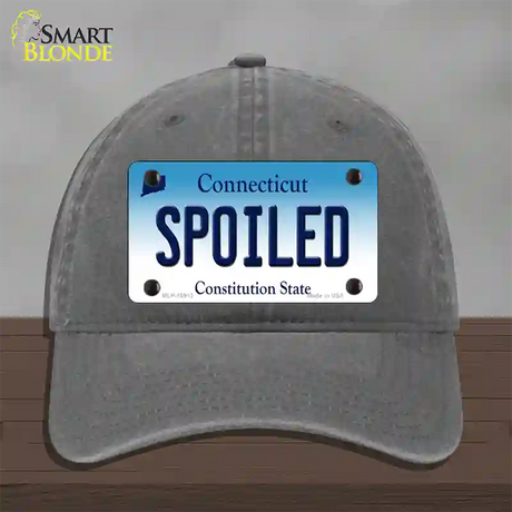 Spoiled Connecticut Novelty License Plate Hat Unconstructed Cotton / Charcoal