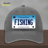 Fishing Connecticut Novelty License Plate Hat Unconstructed Cotton / Charcoal