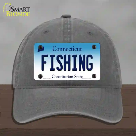 Fishing Connecticut Novelty License Plate Hat Unconstructed Cotton / Charcoal