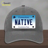 Native Connecticut Novelty License Plate Hat Unconstructed Cotton / Charcoal