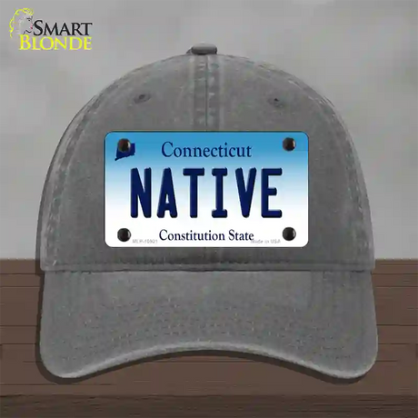 Native Connecticut Novelty License Plate Hat Unconstructed Cotton / Charcoal