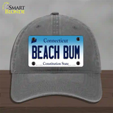 Beach Bum Connecticut Novelty License Plate Hat Unconstructed Cotton / Charcoal