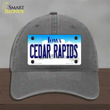 Cedar Rapids Iowa Novelty License Plate Hat Unconstructed Cotton / Charcoal