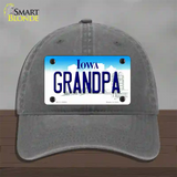 Grandpa Iowa Novelty License Plate Hat Unconstructed Cotton / Charcoal