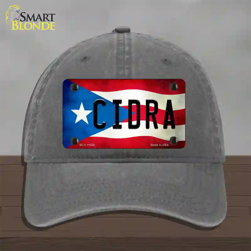 Cidra Puerto Rico Flag Novelty License Plate Hat Unconstructed Cotton / Charcoal