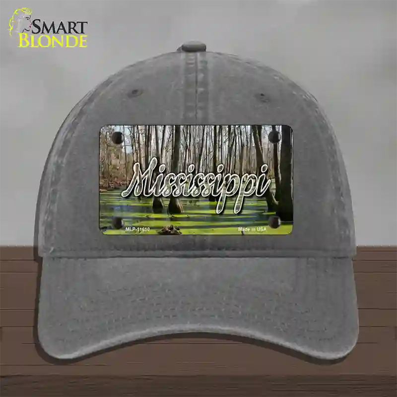 Mississippi Swamp State Novelty License Plate Hat Unconstructed Cotton / Charcoal