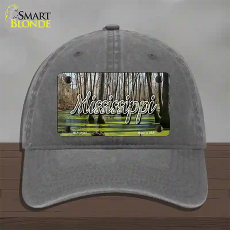 Mississippi Swamp State Novelty License Plate Hat Unconstructed Cotton / Charcoal