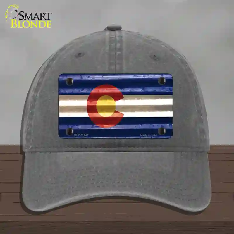 Colorado Corrugated Flag Novelty License Plate Hat Unconstructed Cotton Charcoal