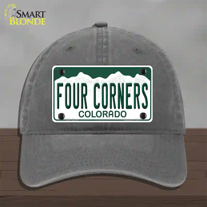 Four Corners Colorado Novelty License Plate Hat Unconstructed Cotton Charcoal
