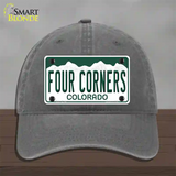 Four Corners Colorado Novelty License Plate Hat Unconstructed Cotton Charcoal