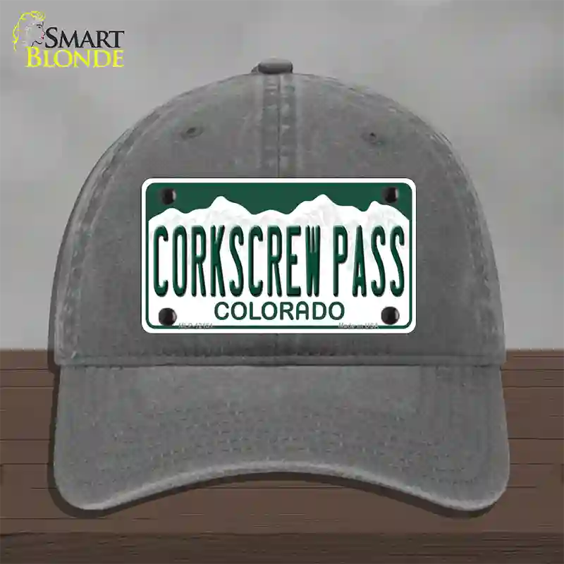 Corkscrew Pass Colorado Novelty License Plate Hat Unconstructed Cotton Charcoal