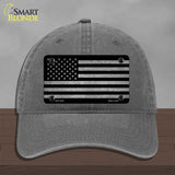 American Flag Black and Gray Novelty License Plate Hat Unconstructed Cotton Charcoal