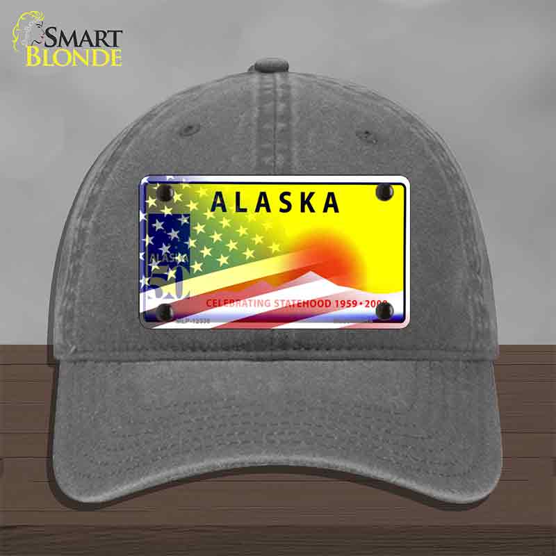 Alaska with American Flag Novelty License Plate Hat HAT-MLP-12330