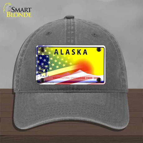 Alaska with American Flag Novelty License Plate Hat HAT-MLP-12330