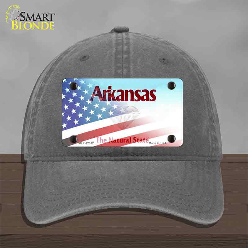 Arkansas with American Flag Novelty License Plate Hat HAT-MLP-12332