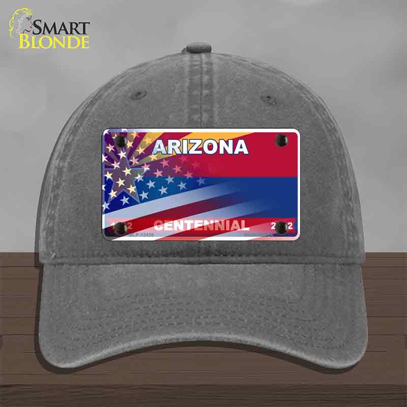 Arizona Centennial American Flag Novelty License Plate Hat HAT-MLP-12436