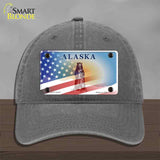Alaska Bear with American Flag Novelty License Plate Hat HAT-MLP-12478