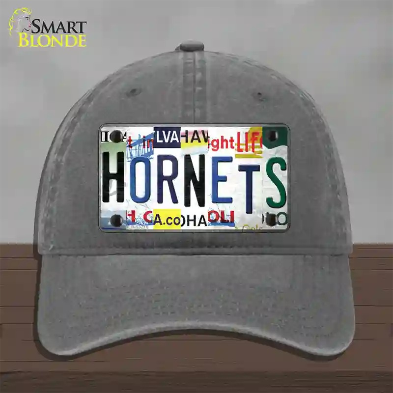 Hornets Strip Art Novelty License Plate Hat Tag Unconstructed Cotton Charcoal