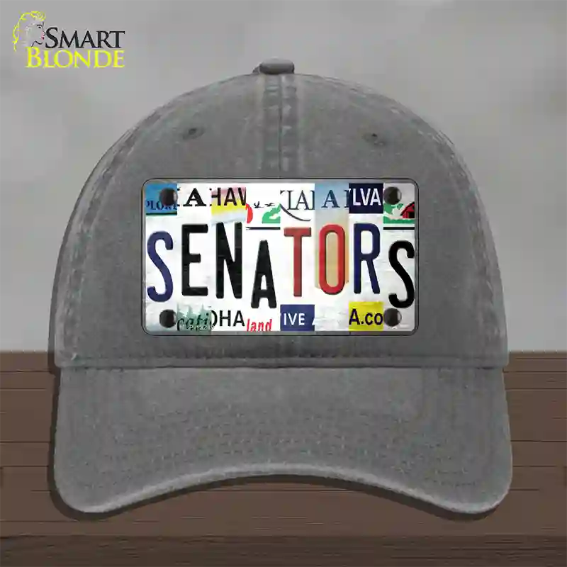 Senators Strip Art Novelty License Plate Hat Tag Unconstructed Cotton Charcoal