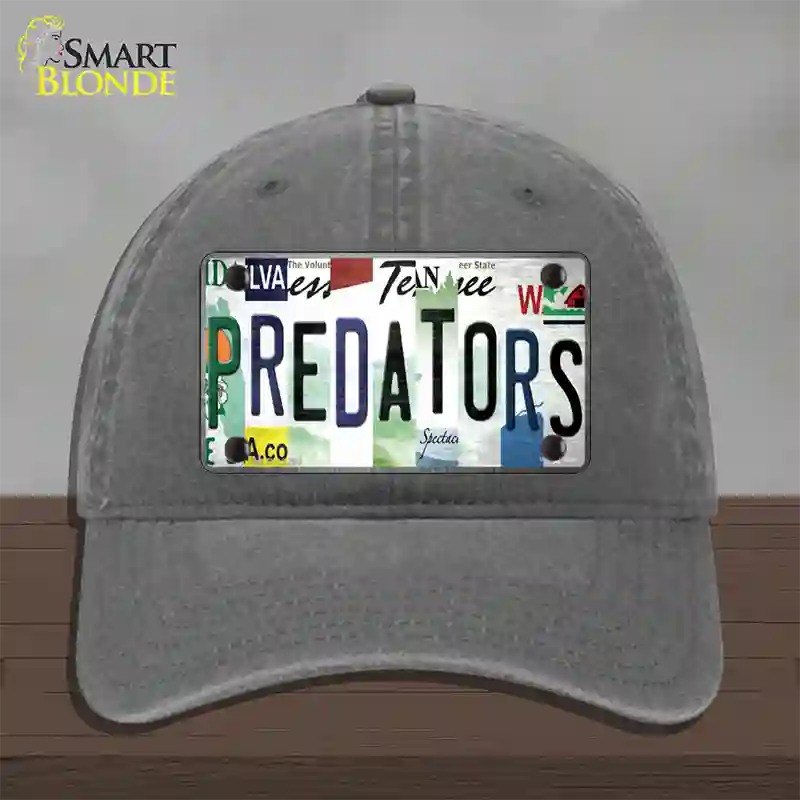 Predators Strip Art Novelty License Plate Hat Tag Unconstructed Cotton Charcoal