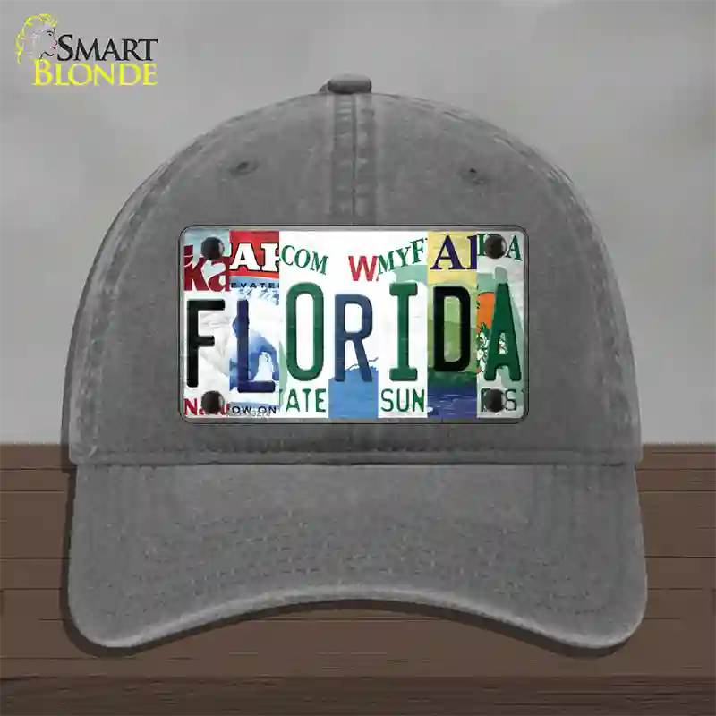 Florida Strip Art Novelty License Plate Hat Tag Unconstructed Cotton Charcoal