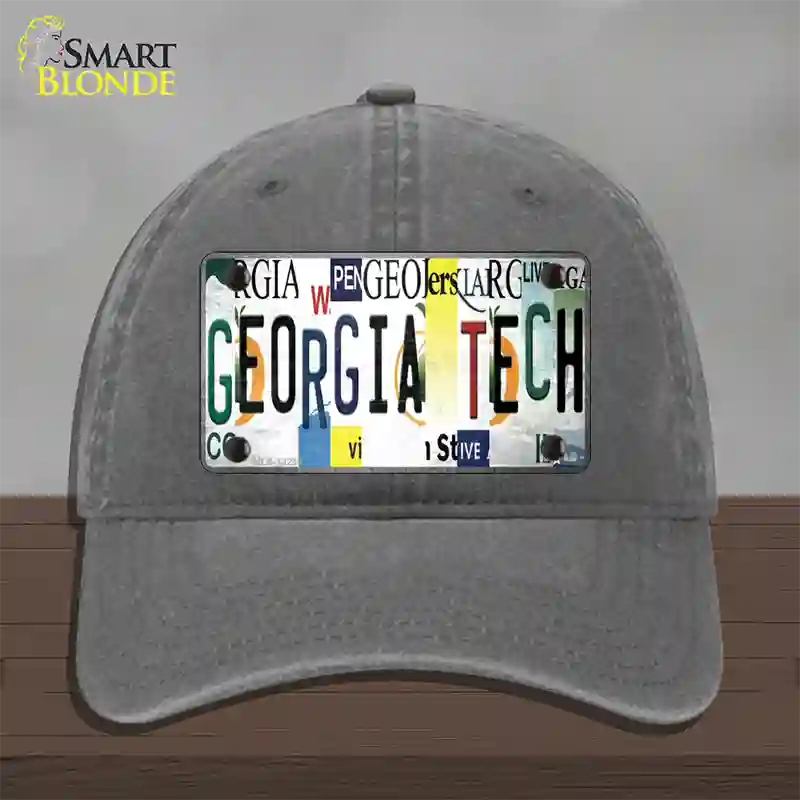 Georgia Tech Strip Art Novelty License Plate Hat Tag Unconstructed Cotton Charcoal