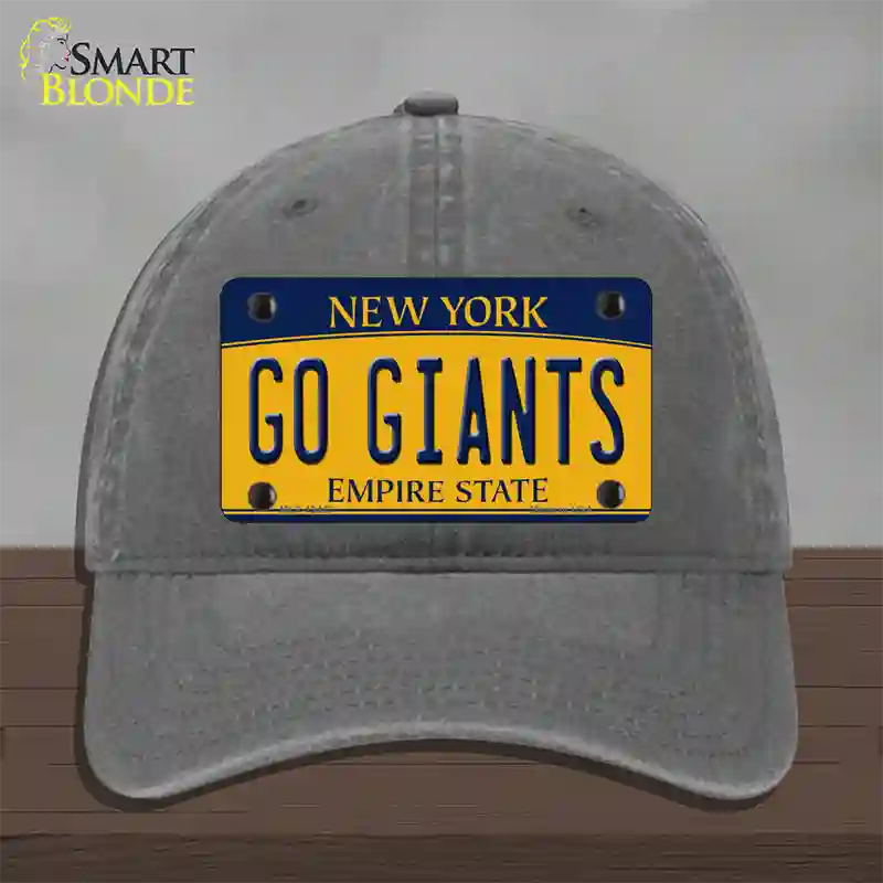 New York Go Giants Novelty License Plate Hat Tag Unconstructed Cotton Charcoal