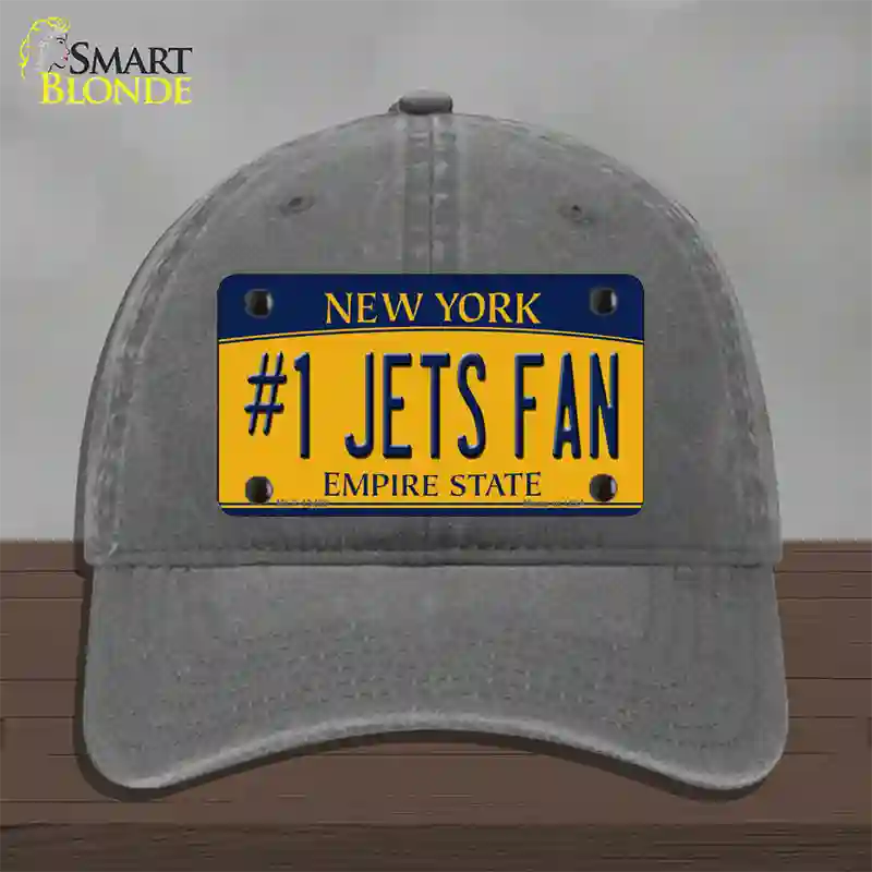 Number 1 Jets Fan New York Novelty License Plate Hat Tag Unconstructed Cotton Charcoal