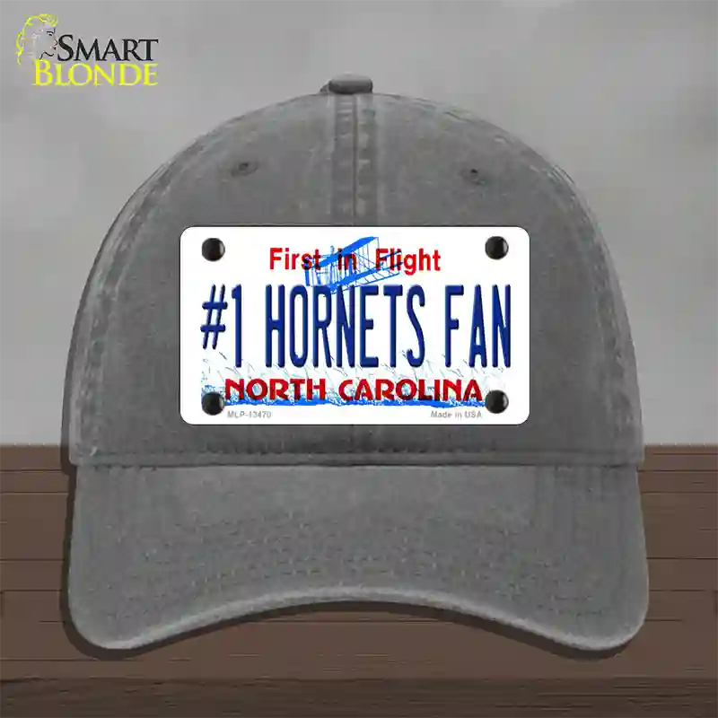 Number 1 Hornets Fan Novelty License Plate Hat Tag Unconstructed Cotton Charcoal