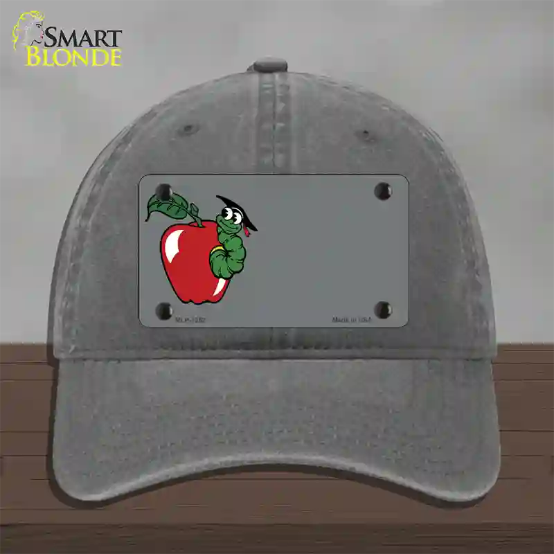 Teacher Apple Offset Novelty License Plate Hat Unconstructed Cotton / Charcoal