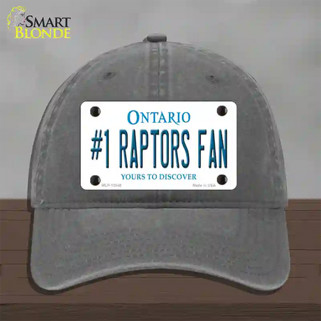 Number 1 Raptors Fan Novelty License Plate Hat Tag Unconstructed Cotton / Charcoal