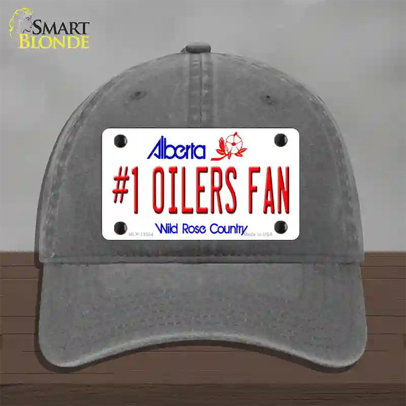 Number 1 Oilers Fan Novelty License Plate Hat Tag Unconstructed Cotton / Charcoal