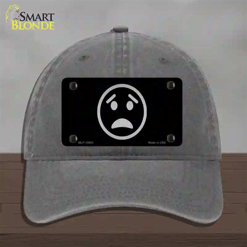 Worried Black Novelty License Plate Hat Tag Unconstructed Cotton Charcoal