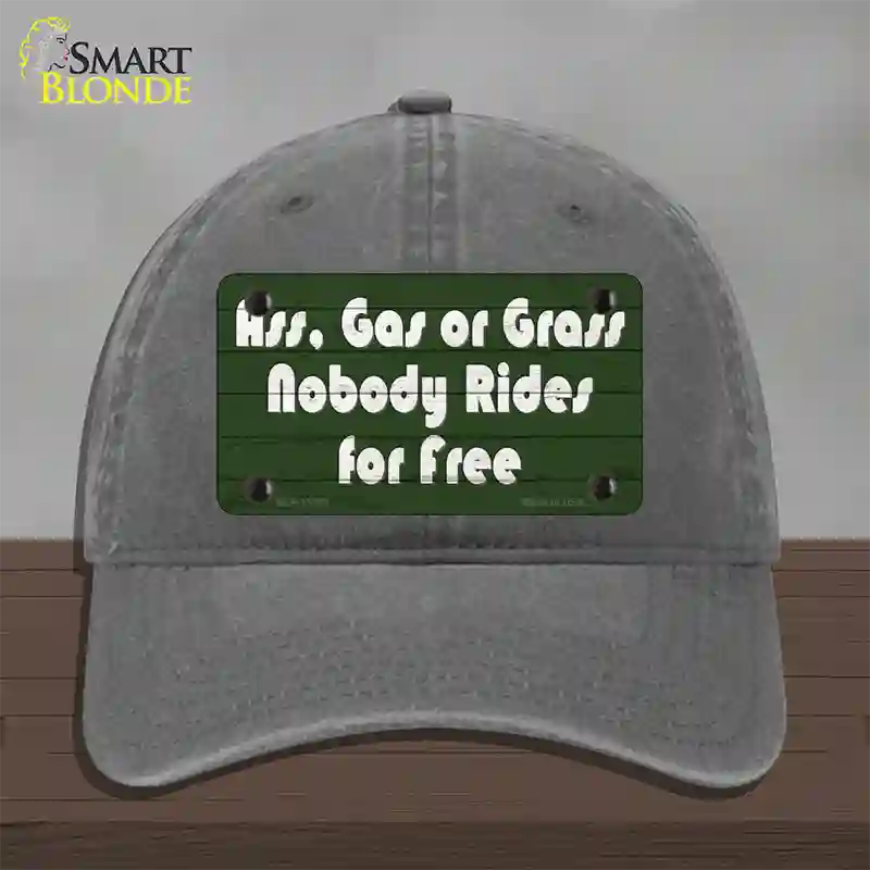 Ass Gas Or Grass Novelty License Plate Hat Tag Unconstructed Cotton Charcoal
