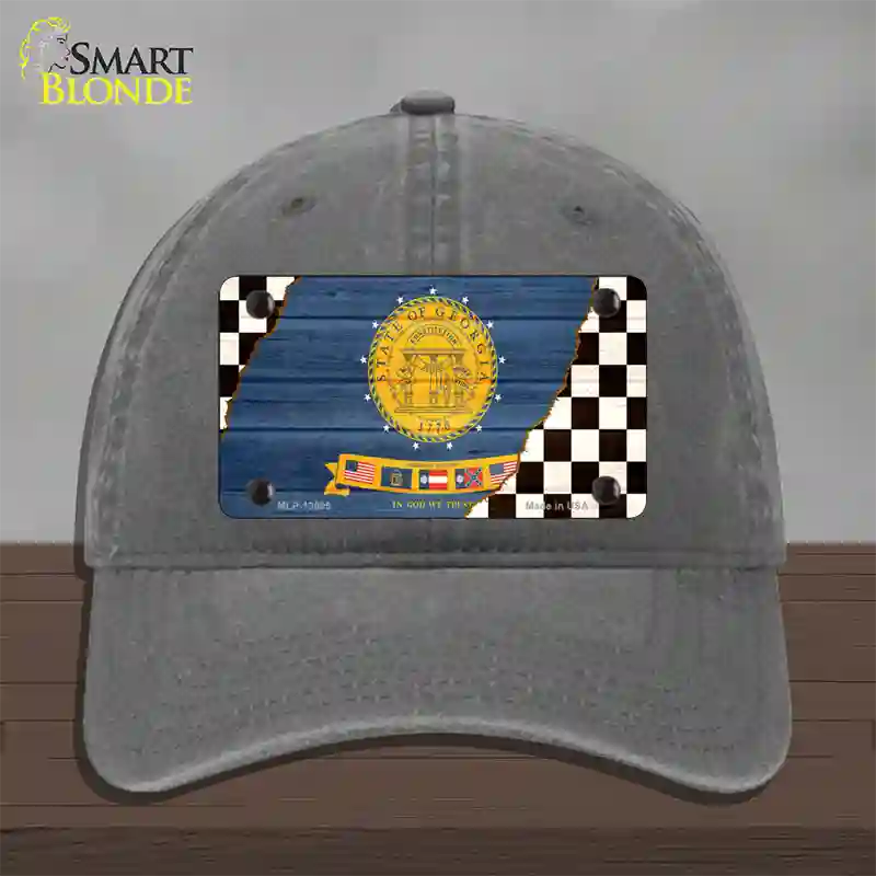 Georgia Racing Flag Novelty License Plate Hat Tag Unconstructed Cotton Charcoal