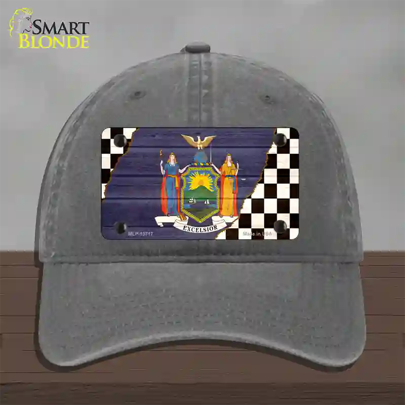 New York Racing Flag Novelty License Plate Hat Tag Unconstructed Cotton Charcoal